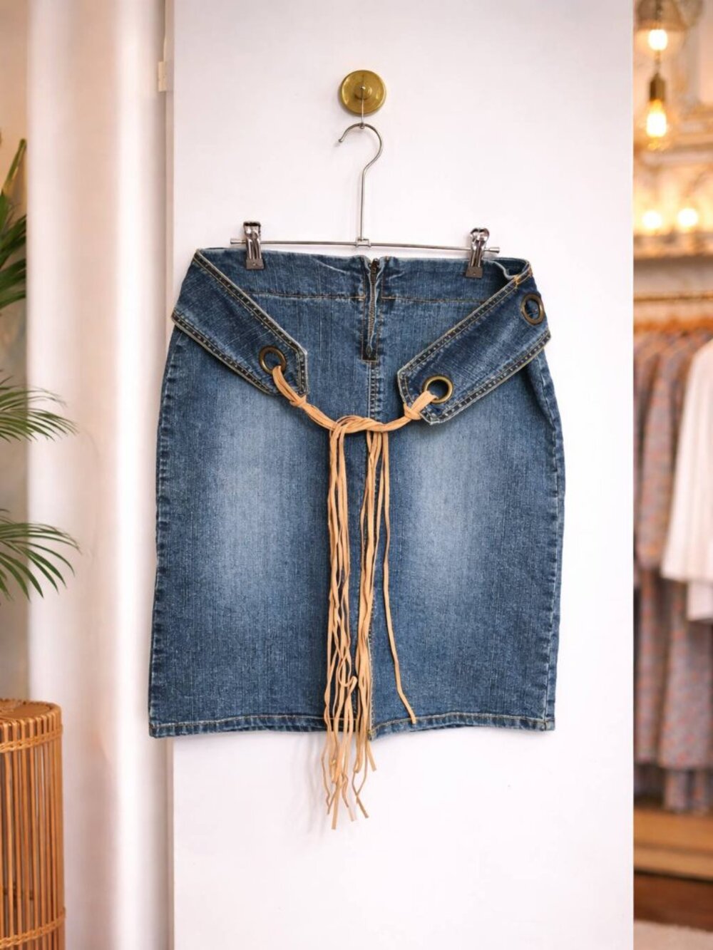 Juniors Denim Jean Skirt with Faux Belt - Size 9